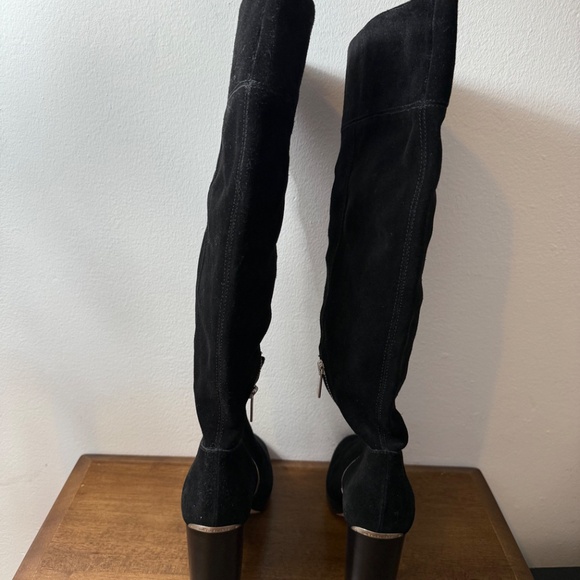 Michael Kors Knee High Suede BlackTall Heeled Boots - Picture 7 of 11